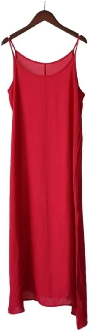 ZEEREE Women's Cotton Silk Full Slips Dress Long Under Dress Nightgowns Camisole Slip Dress Chemise Cami Dress Petticoat