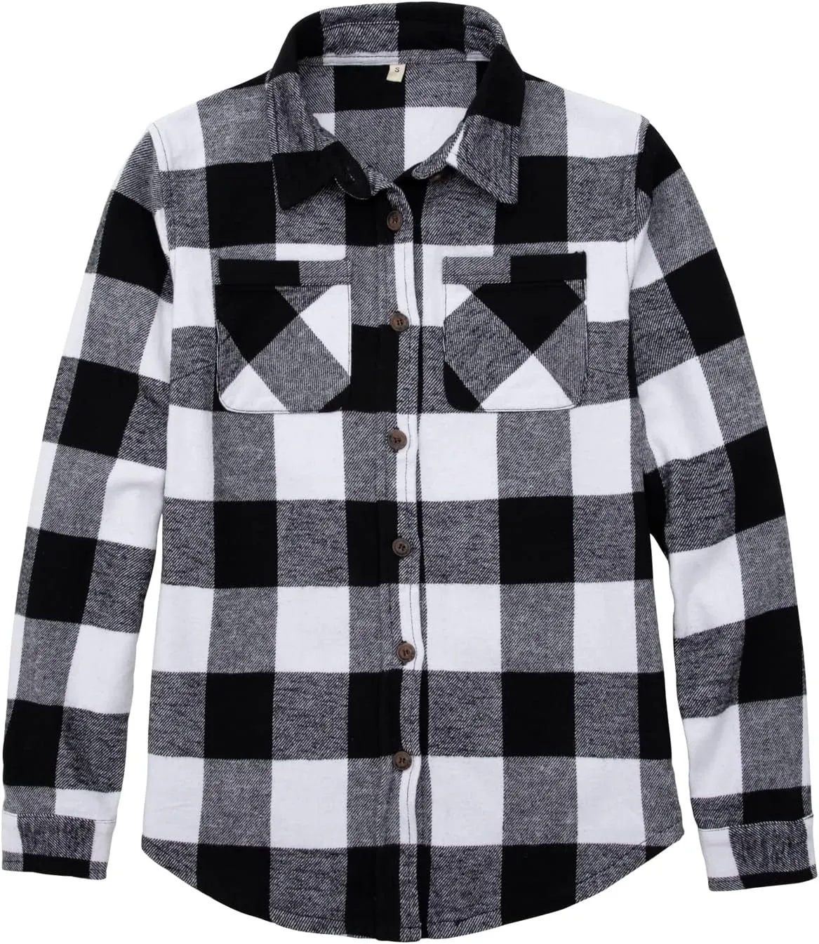 ZENTHACE Womens Sherpa Fleece Lined Flannel Jacket Button Down Plaid Flannel Shirt Jacket(All Sherpa Lining)
