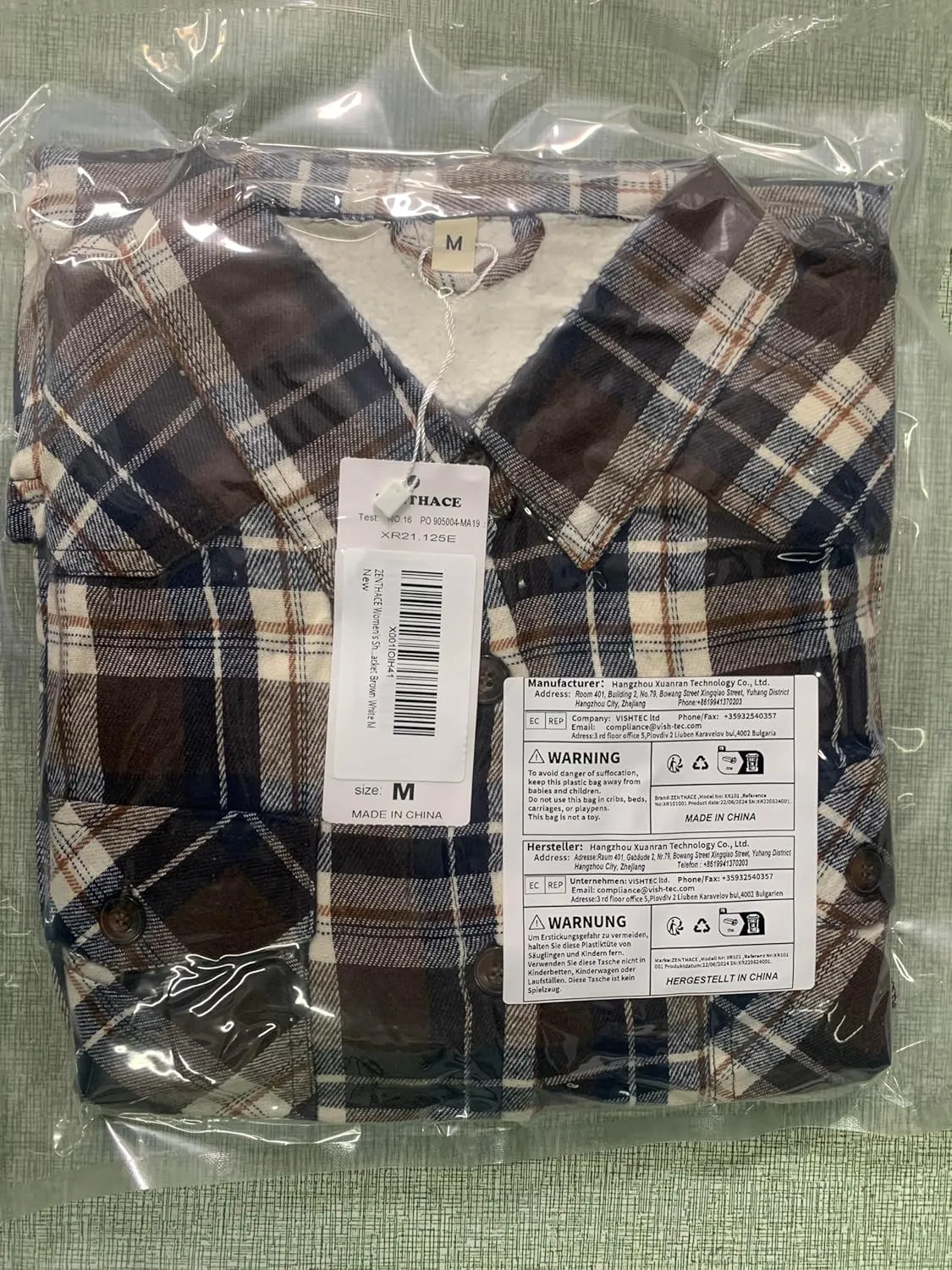 ZENTHACE Womens Sherpa Fleece Lined Flannel Jacket Button Down Plaid Flannel Shirt Jacket(All Sherpa Lining)