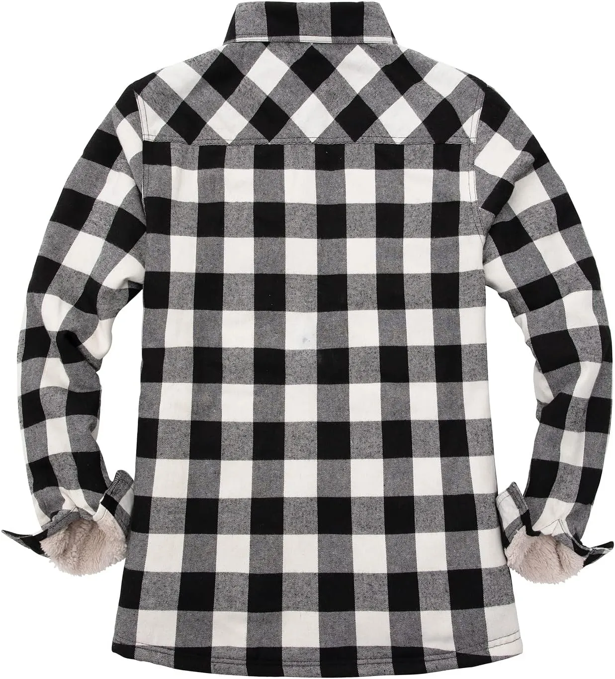 ZENTHACE Womens Sherpa Fleece Lined Flannel Jacket Button Down Plaid Flannel Shirt Jacket(All Sherpa Lining)