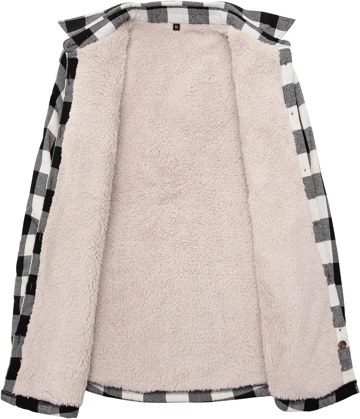 ZENTHACE Womens Sherpa Fleece Lined Flannel Jacket Button Down Plaid Flannel Shirt Jacket(All Sherpa Lining)