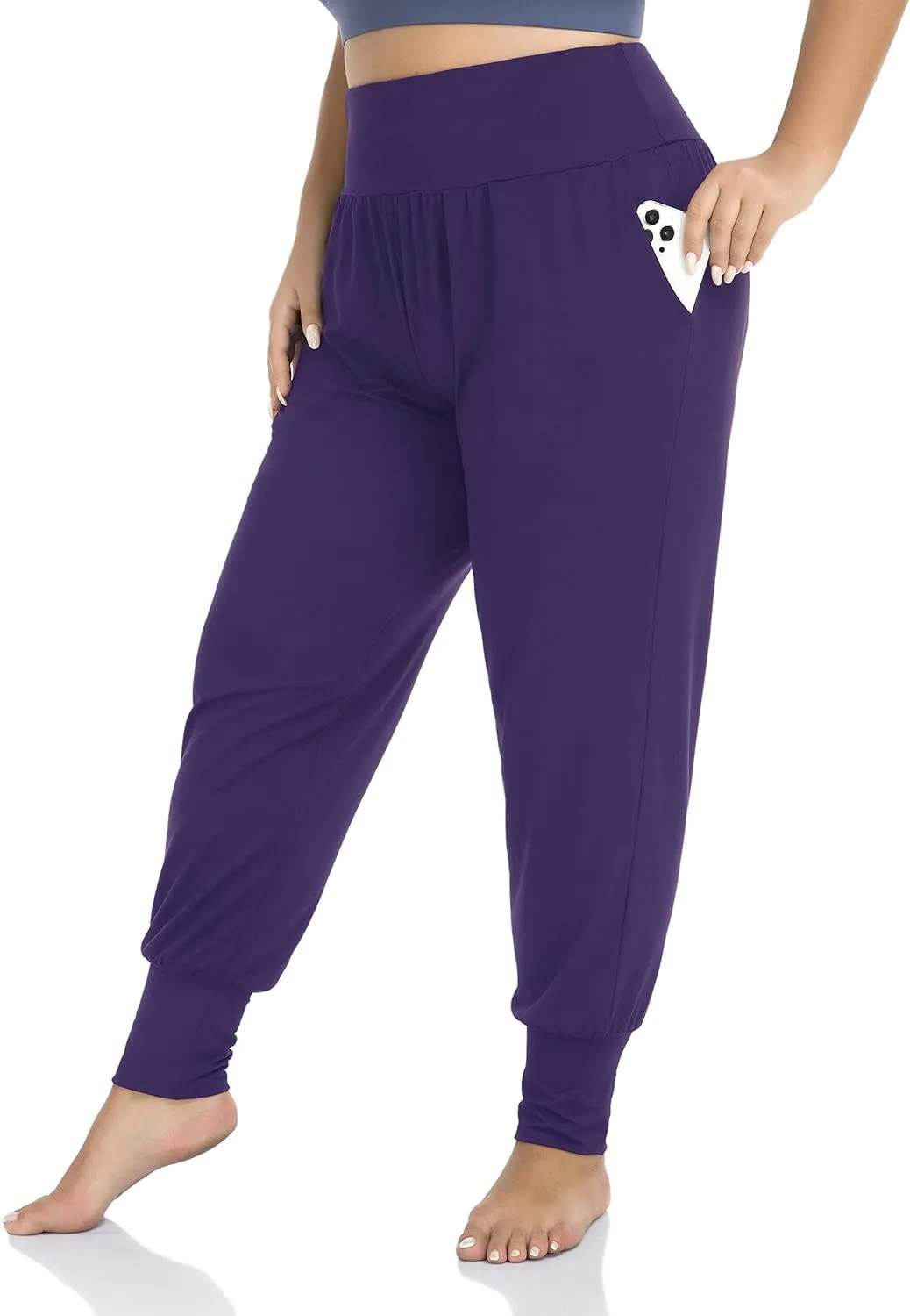 ZERDOCEAN Women's Plus Size Casual Yoga Joggers Comfy Loose Workout Lounge Pants with Pockets