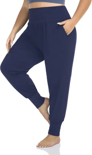 ZERDOCEAN Women's Plus Size Casual Yoga Joggers Comfy Loose Workout Lounge Pants with Pockets