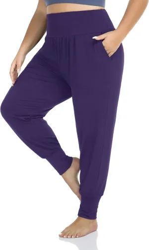 ZERDOCEAN Women's Plus Size Casual Yoga Joggers Comfy Loose Workout Lounge Pants with Pockets