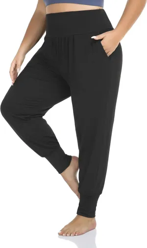 ZERDOCEAN Women's Plus Size Casual Yoga Joggers Comfy Loose Workout Lounge Pants with Pockets