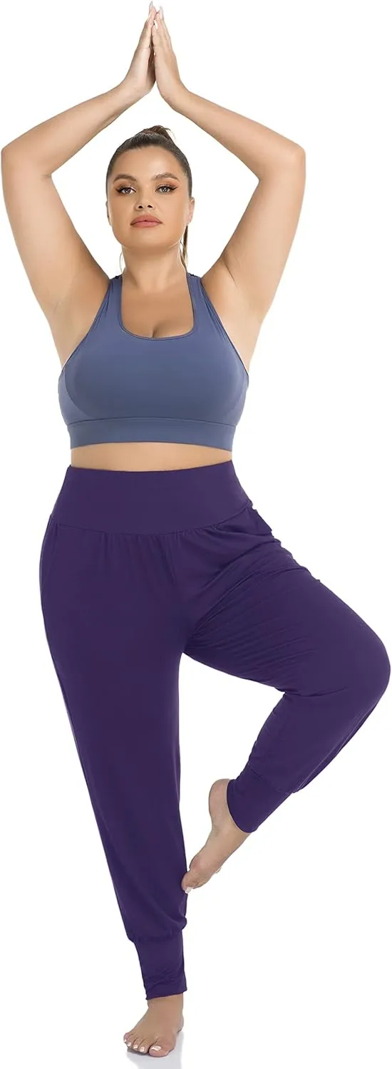 ZERDOCEAN Women's Plus Size Casual Yoga Joggers Comfy Loose Workout Lounge Pants with Pockets