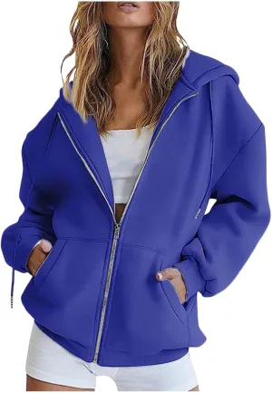 Zip Up Hoodie Women Women's Full Zip Up Hoodie Long Sleeve Hooded Sweatshirts Pockets Jacket Coat for Women