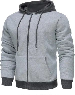 Zip Up Jacket Hoodie for Men Slim Fit Lightweight Hoodie With Pocket Long Sleeve Full-Zip Hooded Sweatshirt Jacket