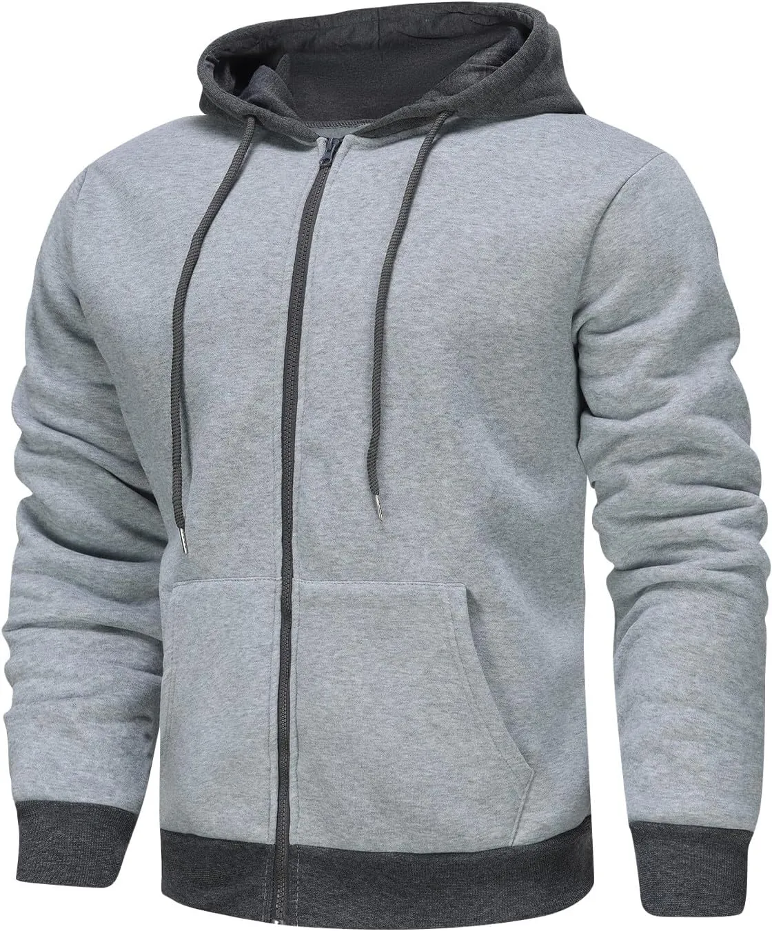 Zip Up Jacket Hoodie for Men Slim Fit Lightweight Hoodie With Pocket Long Sleeve Full-Zip Hooded Sweatshirt Jacket