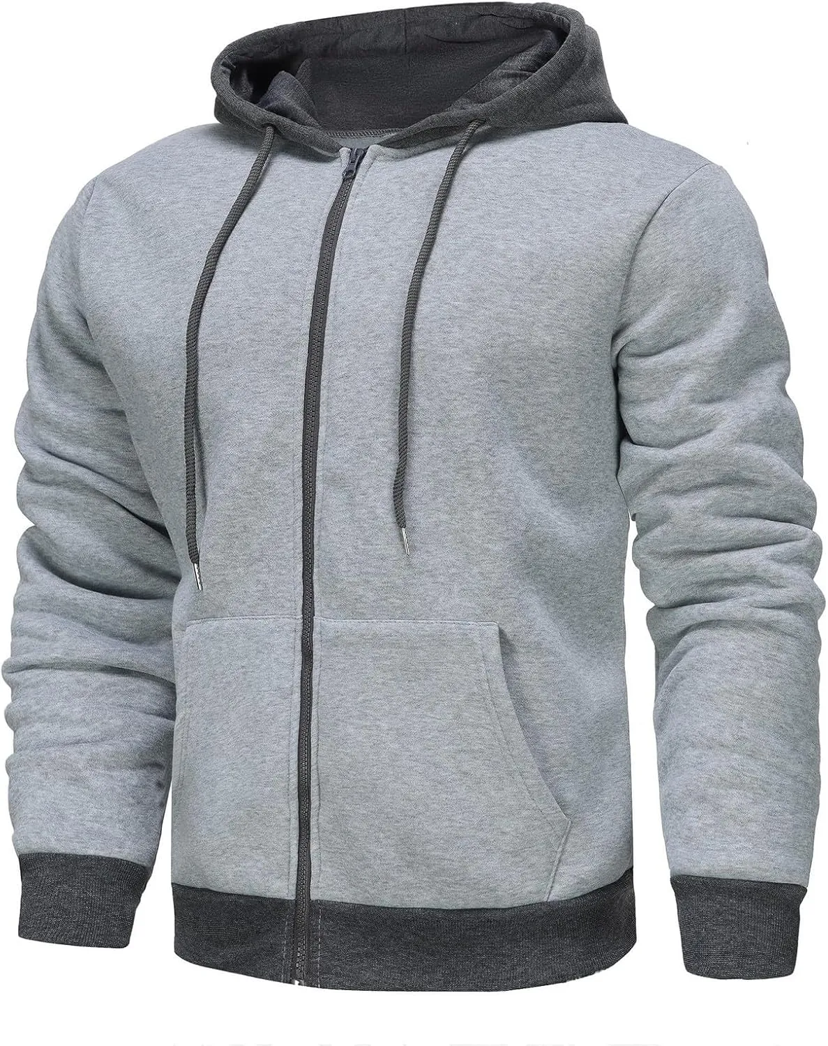 Zip Up Jacket Hoodie for Men Slim Fit Lightweight Hoodie With Pocket Long Sleeve Full-Zip Hooded Sweatshirt Jacket