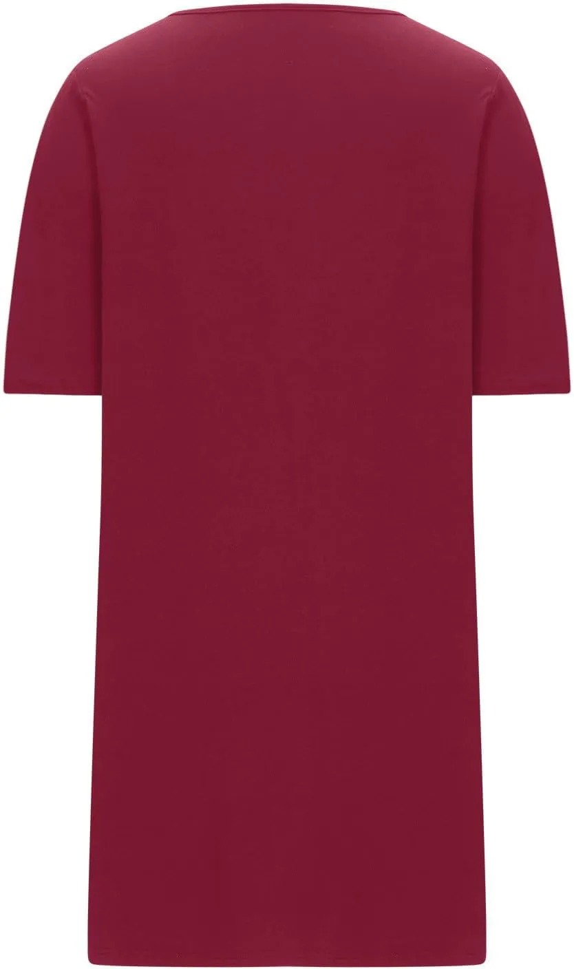 Zip Up Robes for Women 1/2 Sleeve Nightgowns Loose Comfy Sleep Dress with Pockets Casual Sleepwear Soft Housecoat
