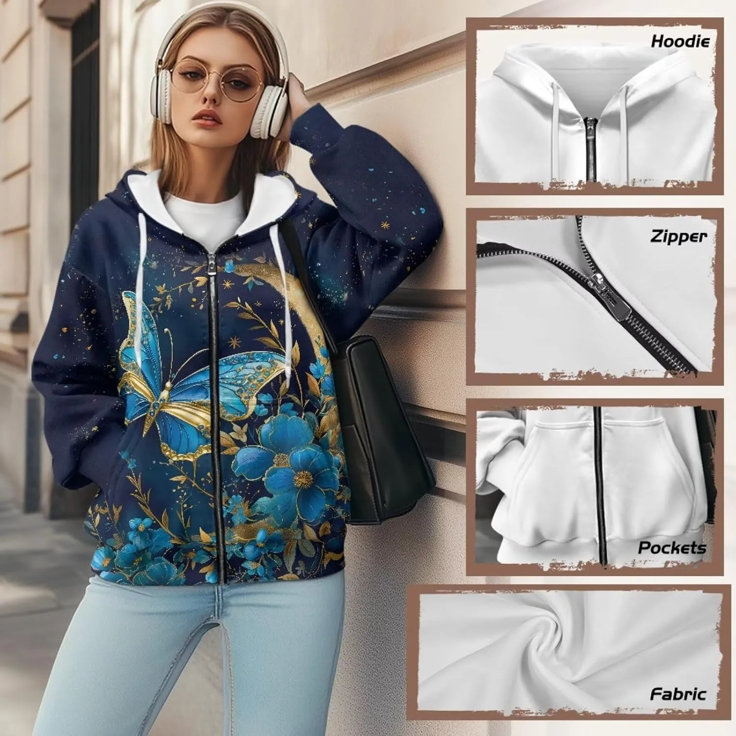 ZOUTAIRONG Hoodies for Women Zip Up Hoodie Oversize Sweatshirt Womens Jackets with Pocket