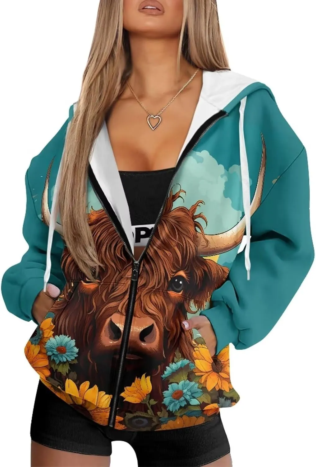 ZOUTAIRONG Hoodies for Women Zip Up Hoodie Oversize Sweatshirt Womens Jackets with Pocket