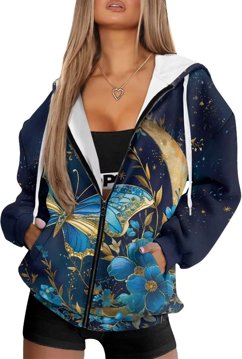 ZOUTAIRONG Hoodies for Women Zip Up Hoodie Oversize Sweatshirt Womens Jackets with Pocket