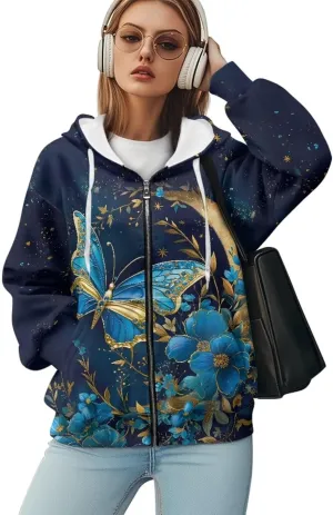 ZOUTAIRONG Hoodies for Women Zip Up Hoodie Oversize Sweatshirt Womens Jackets with Pocket