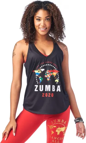ZUMBA Graphic Print Dance Fitness Tank Tops Activewear Workout Tops for Women