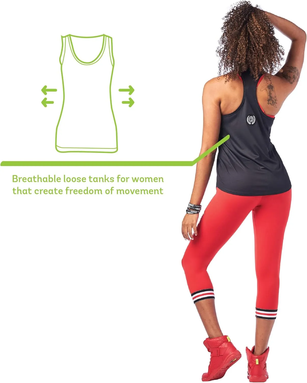 ZUMBA Graphic Print Dance Fitness Tank Tops Activewear Workout Tops for Women